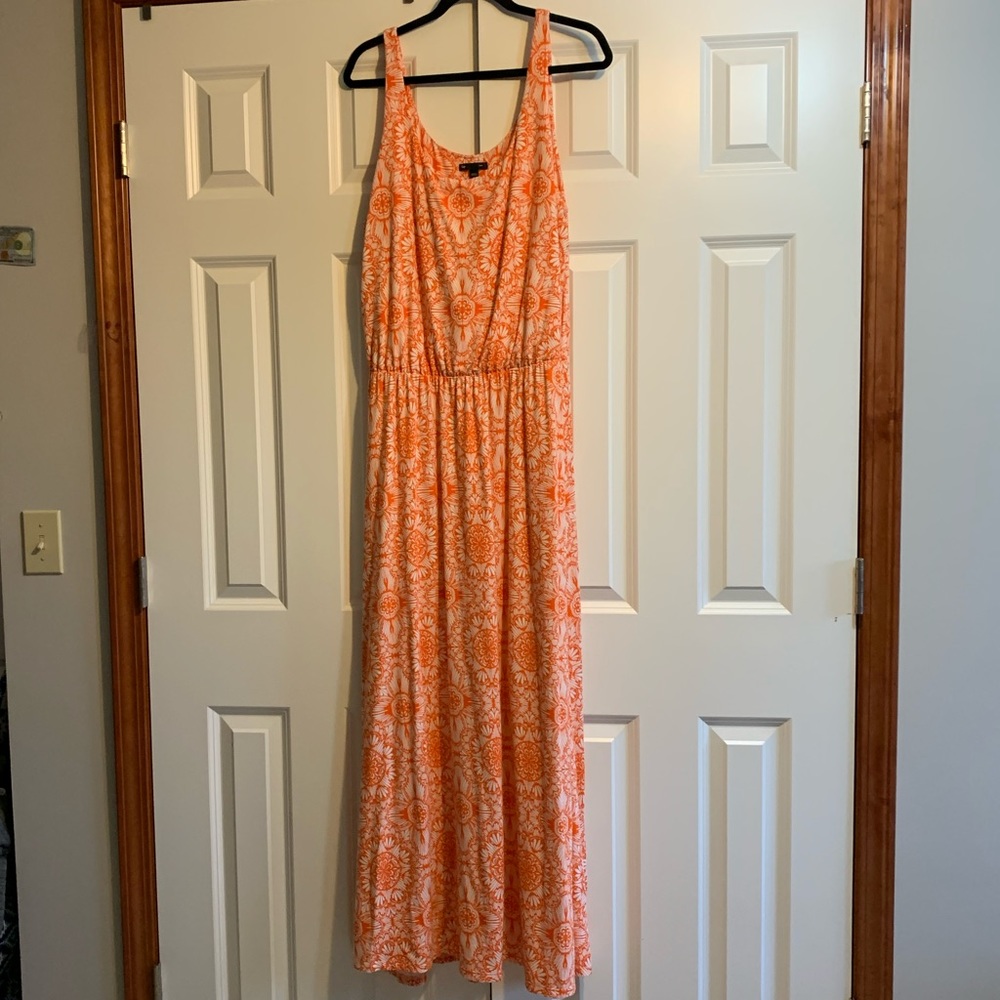 GAP Orange and White Maxi Dress
